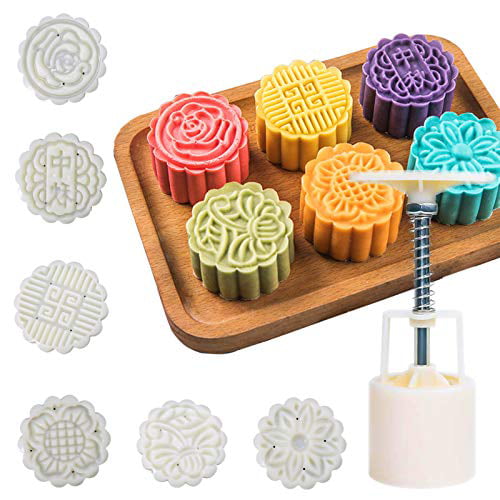 5 Flower Stamp 50g Square Moon Cake Mold Pastry Mooncake Mould DIY Baking Tool 