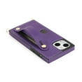 thumbnail image 4 of Allytech Slim Case for iPhone 13 mini with Card Slot & Shoulder Strap, Premium PU Leather Adjustable Strap Wristband Kickstand Shockproof Full Protective Cover for Women Men - Purple, 4 of 11