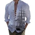 thumbnail image 1 of XDZJLR Chemise Homme Impression Numérique 3D Bateau Poche Boucle Col à Revers Manches Courtes, 1 of 7