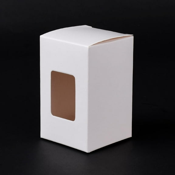 10Pcs Cardboard Paper Gift Boxes with PVC Visual Window for Pie Cookies Storage Rectangle White 5.05x5x8.1cm