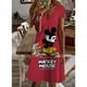 thumbnail image 3 of Vestido sexy de manga corta con escote en V y estampado negro puro de Mickey Mouse de Disney 2024, vestido largo informal versátil y sexy para mujer, 3 of 5
