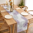 thumbnail image 3 of Purple White Table Runner - 120 Inch Long, Kitchen Dining Table Runner Dresser Scarves, Abstract Grey Chrysanthemum Flower Floral Farmhouse Decor for Coffee Tables Wedding Party Banquet, 3 of 8