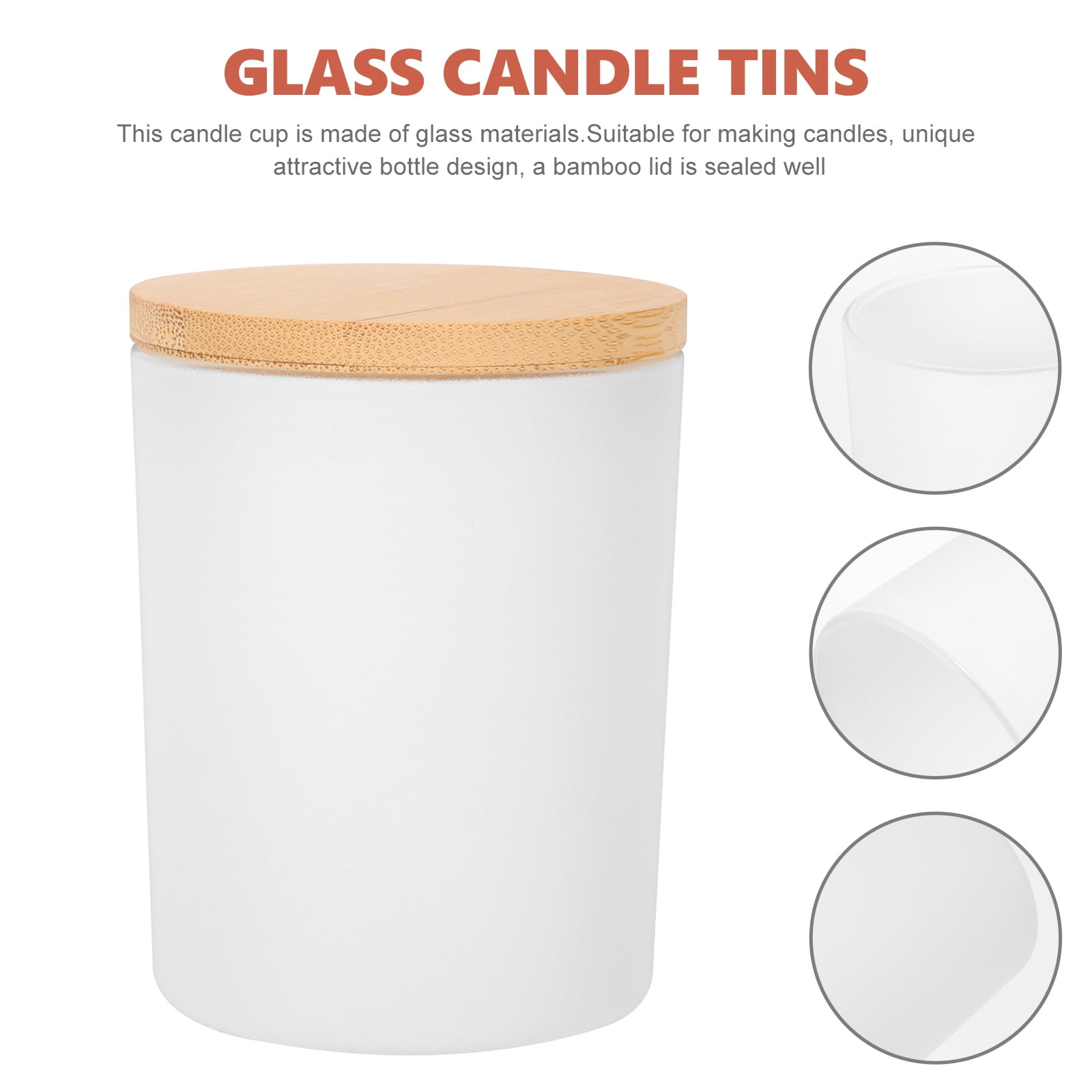 WRISTBIQUE Round Glass Tins with Lids Aromatherapy Scented Candle Container White 4 Sets