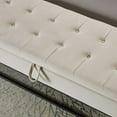 thumbnail image 4 of GZXS 58.6 Inch Velvet Storage Bench for Bedroom, Modern Upholstered Long Ottoman with Black Metal base for End of Bed/Entryway/Livingroom/Window (Beige), 4 of 9
