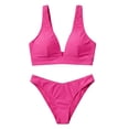 thumbnail image 6 of Womens High Waisted Thong Bikini Sets Triangle Top Deep V Neck Two Piece Swimsuit Bathing Suits Hot Pink L(L), 6 of 6