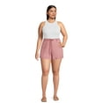 thumbnail image 2 of Dollhouse Women's Plus Size Cuffed Linen Shorts with Rope Belt, 2 of 5