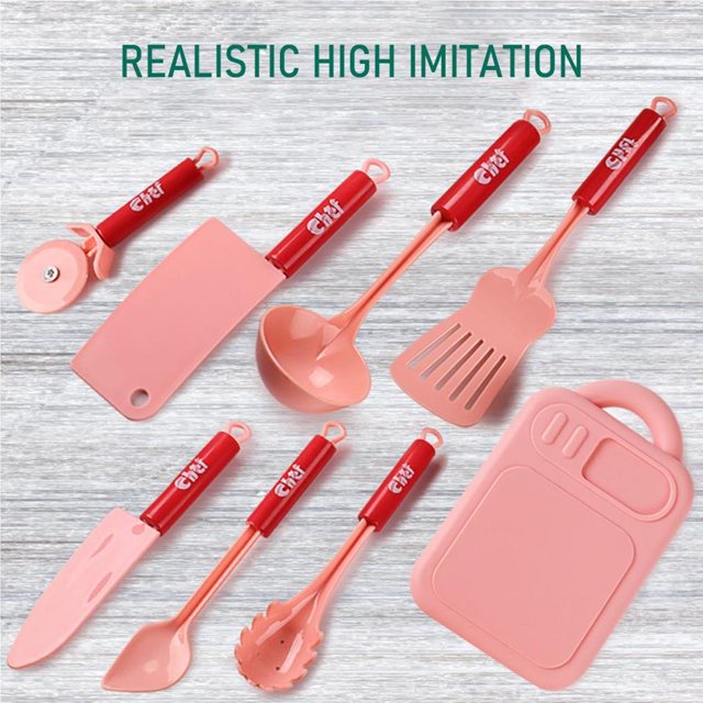 stanreset Kitchenware Pretend Toy Set Children Playing Prop Cookware Plaything Children Cooking Playthings Boys Girls Safe Simulation Toys Pink