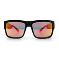 thumbnail image 5 of Mens Rectangle 90s Thick Horn Rim Skater Sport Plastic Sunglasses Matte Black - Orange Mirror, 5 of 8