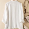 thumbnail image 5 of ITSAME Women's Linen Cotton Blazer Notched Lapel Button Open Front with Pockets Casual Fashion Suit Jacket White Size L, 5 of 6