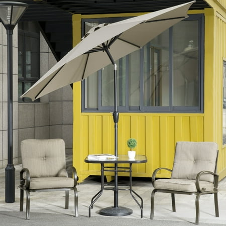 Cloud Mountain 4 Piece Patio Bistro Set Outdoor Umbrella Furniture Wrought Iron Sets Tempered Glass Square Table