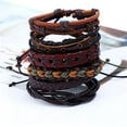 thumbnail image 2 of Ankle Bracelets For Women Bracelet Leather Bracelet Braided Jewelry Multi-Layer Hand-Woven Vintage Bracelets Black, 2 of 5