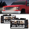 thumbnail image 4 of CROSSDESIGN Headlight Assembly With bulbs & LED running lights strip Fit for 1994-1999 GMC C1500 K1500 Yukon, 4 of 10