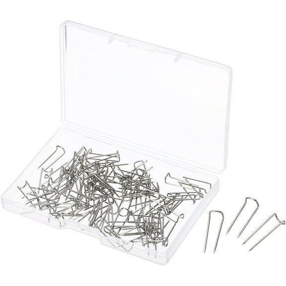 U-Pins, 100 Pack Steel Dressmaker Ornament Quilting Fork Pin for Craft Fabric Sewing, Silver Silver 17mm