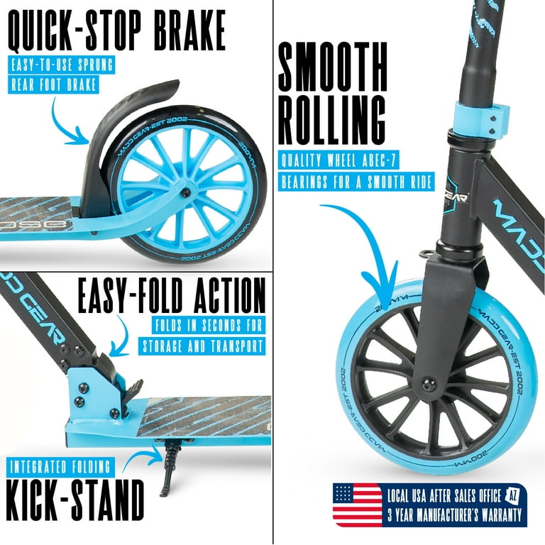 ブリディエ7点セット Madd Gear Eclipse Commuter Scooter with 200mm Blue Wheels