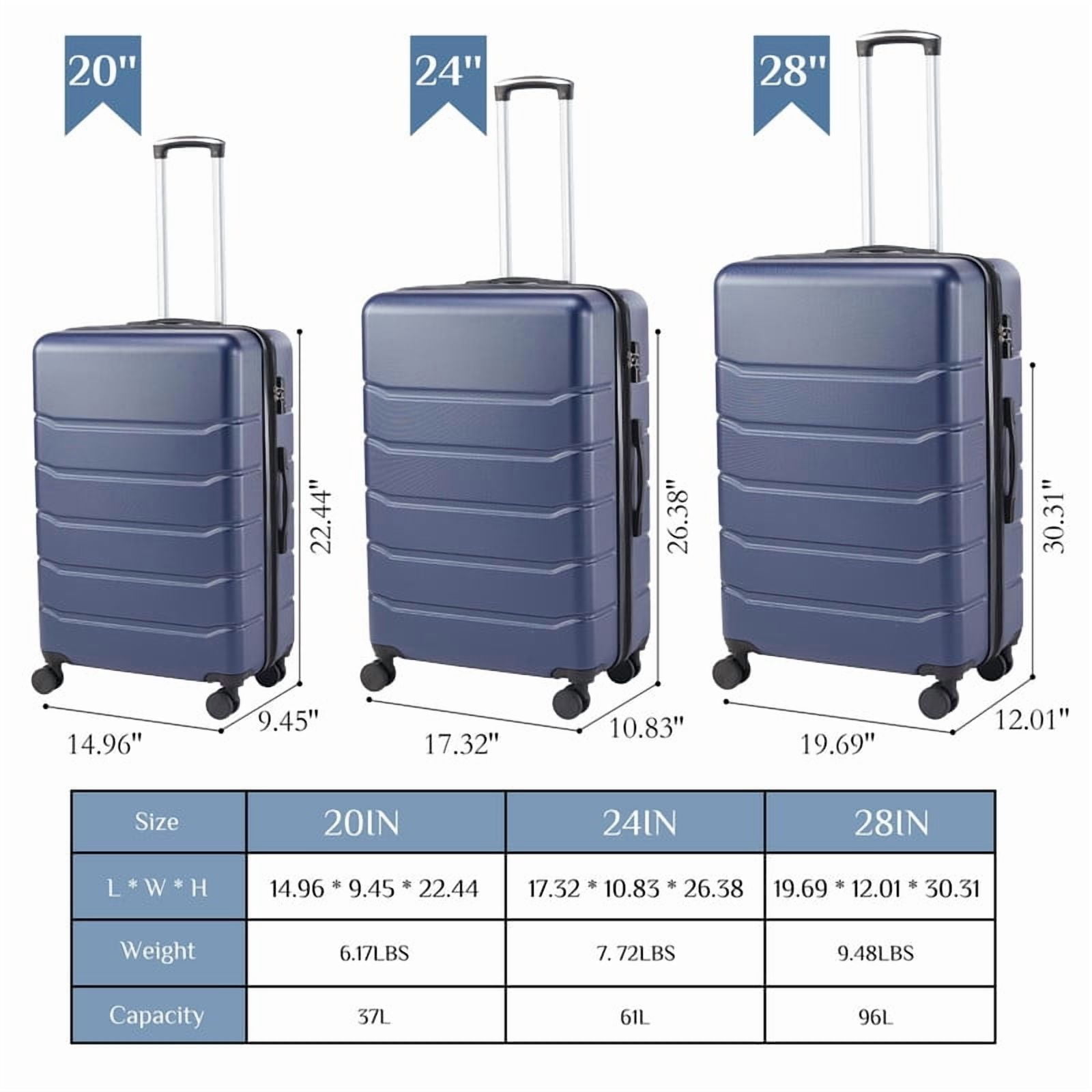 Kelno Carry On Luggage with Spinner Wheels ABS Hard Shell Suitcase Expandable Rolling Luggage with TSA Lock, Blue