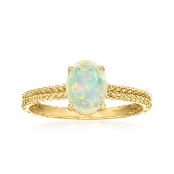 Ross-Simons Opal Twisted Shank Ring in 10kt Yellow Gold, Women's, Adult