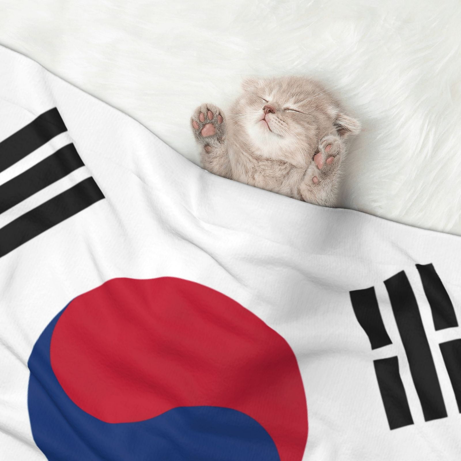 Flannel Throw Dog Blanket South Korean Flag Soft Warm Print Pet Blankets for Small Dog Cat Puppy