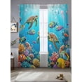 thumbnail image 2 of Marine Life Sheer Curtains 2 Panels Set Sea Turtles Fish Coral Octopuses Jellyfish Oceans Sheer Window Curtains Light Filtering Rod Pocket Voile Drapes for Bedroom Living Room 52"X96", 2 of 8