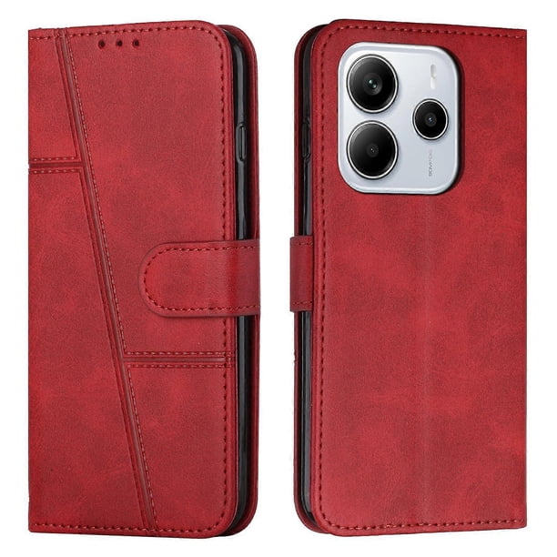 For Xiaomi Redmi Note 14 4G (164.84x78.15x8.16mm) Case Leather Stand Protective Phone Cover - Black