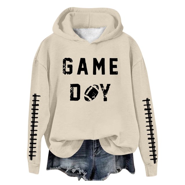 WEAIXIMIUNG Sweat à Capuche pour Femmes, Imprimé Football Baseball, Col Rond et Manches Longues
