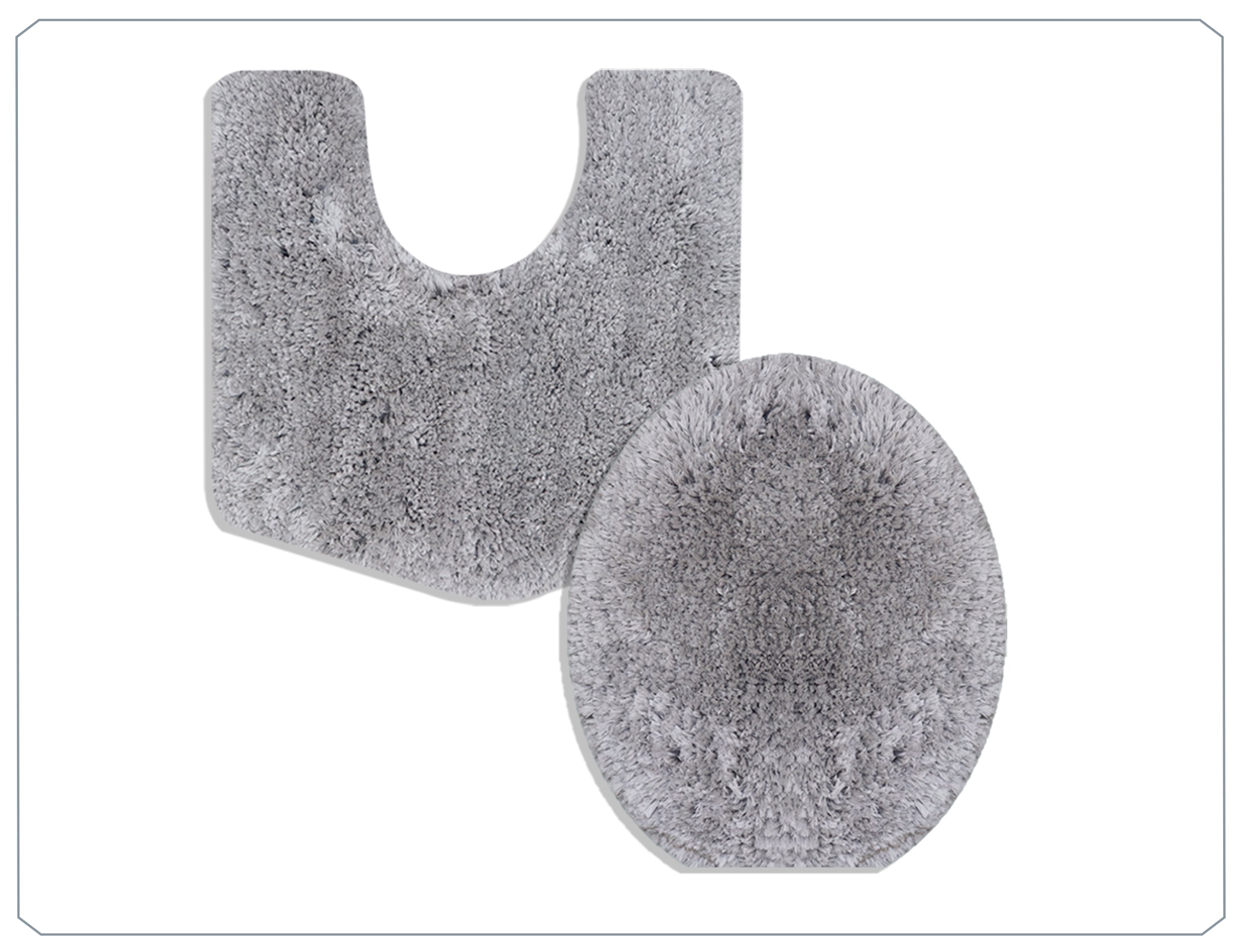 Essential 2-Piece Bathroom Contour and Toilet Lid Cover Set, Plush Microfiber Contour Rug and Non-Slip Toilet Lid Cover, Ultra Absorbent, Quick-Dry, Machine Washable, Grey