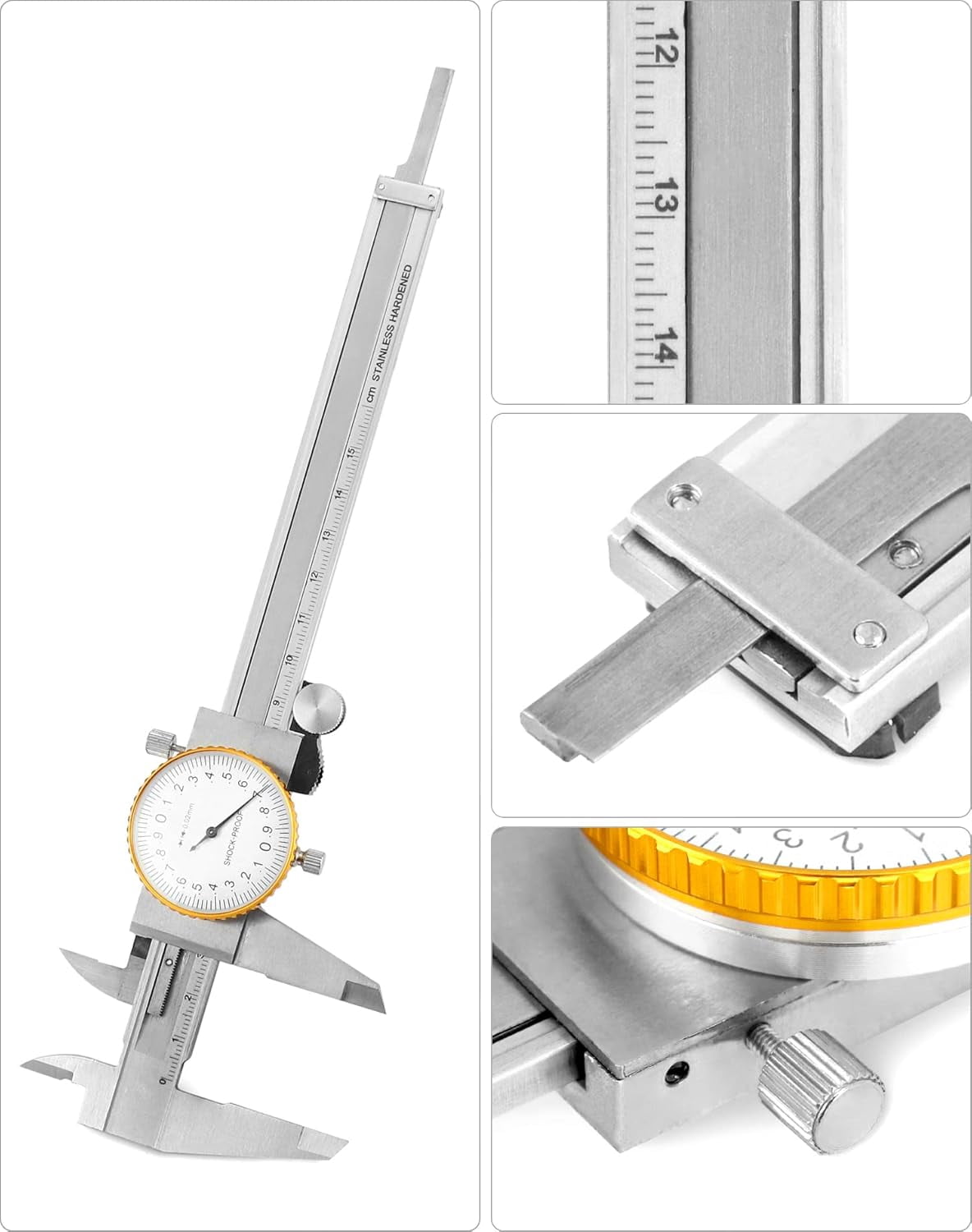 Dial Calipers, 0-15cm Caliper Measuring Tool, 0.02mm Graduation Interval, Shockproof Measuring Micrometer Vernier Caliper