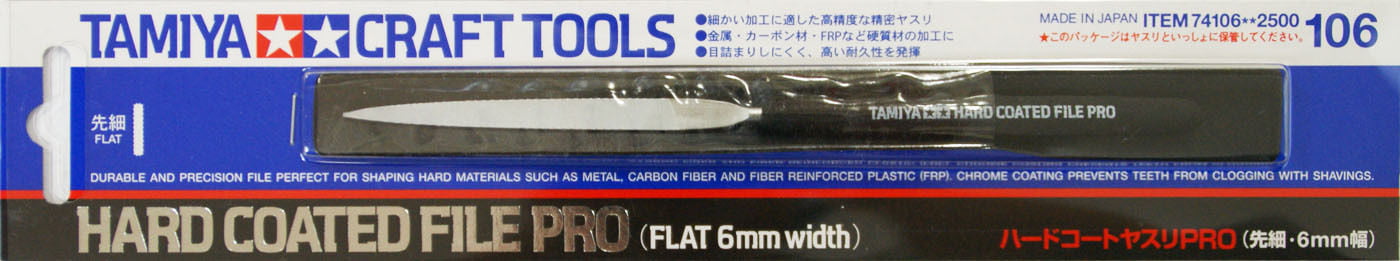 Flat 6mm Width Model Craft Tools Tamiya 74106 Hard Coated File PRO 