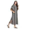 thumbnail image 3 of Women's Plus Size Kaftan Dresses with Pocket Stripes Boho Long Maxi Dress Ladies Casual Hippie Kimono Sleeve Loose Caftan Online, 3 of 7