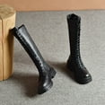 thumbnail image 6 of Mepaouo Women's Knee High Combat Boots Lace up Fall Lug Sole Gothic Motorcycle Riding Boots(Black,8), 6 of 8