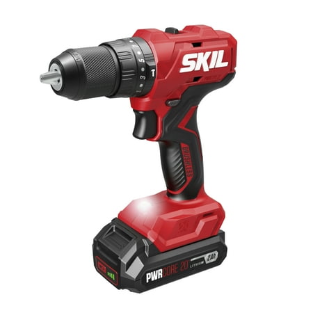 SKIL Brushless 20V Hammer Drill Kit, with 75-Pc. Drill & Drive Bit Set with Interlocking Case Including 20V 2.0Ah battery and Charger-HD6280B-11