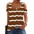 thumbnail image 2 of Camisas de Manga Corta para las Mujeres, Cuello en V Plegable de Impresión Del Hombro Top Casual Hecho de Poliéster Cómodo para el Verano, Tops de Bikini para las Mujeres, 2 of 9