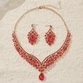 thumbnail image 4 of Eosunjian 1 Set Necklace Earrings Set Rhinestone Necklace Earrings Prom Wedding Party Bride Symmetric Dangle Earrings Formal Occasions Neck Jewelry Set Green, 4 of 13