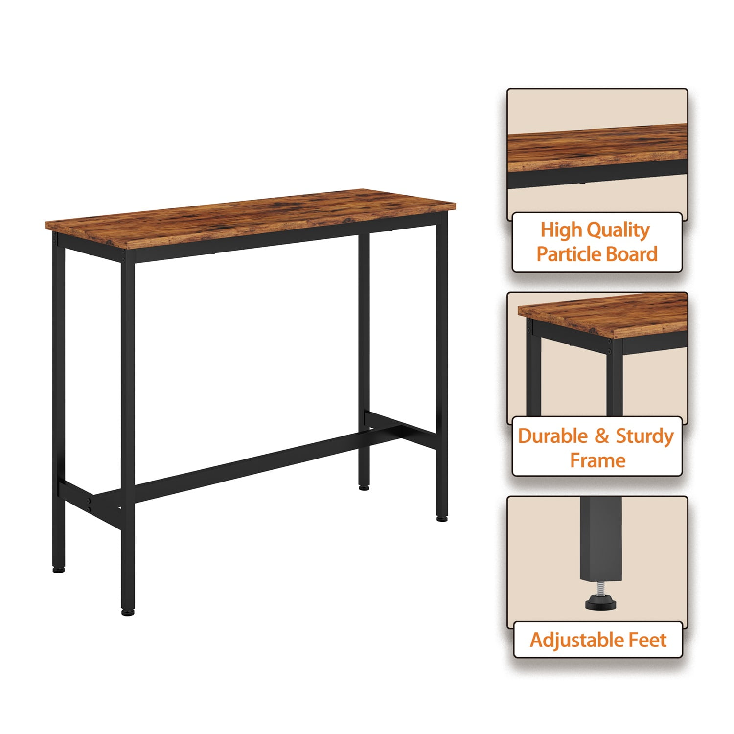 Kadyn 3 Piece Pub Dining Set, Modern Bar Table and Stools for Living Room Small Space Restaurant, Rustic Brown Kadyn 3 Piece Pub Dining Set, Modern Bar Table and Stools for Living Room Small Space Restaurant, Rustic Brown