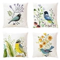 thumbnail image 1 of Juego de 4 fundas de cojín decorativas para sofá, dormitorio, salón, decoración del hogar - 45 x 45 cm (flores y pájaros clásicos), 1 of 4