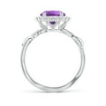 thumbnail image 2 of ANGARA Natural 1.7 Ct. Amethyst with Diamond Halo Ring in 14K White Gold for Women (Ring Size: 5), 2 of 10