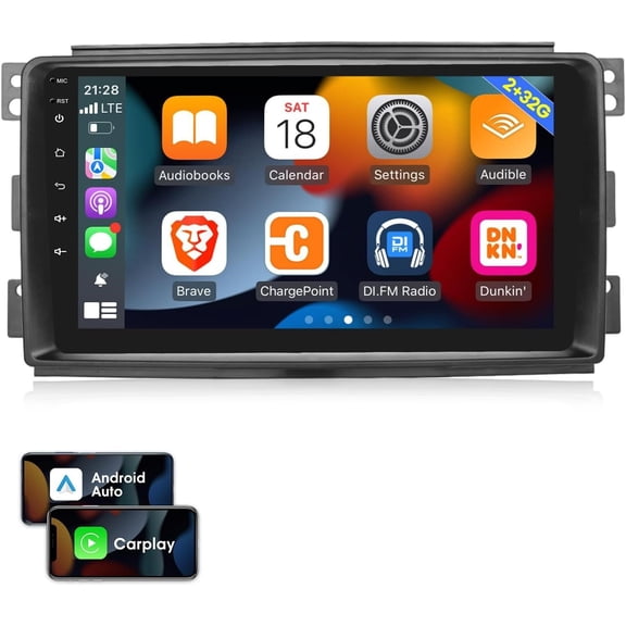 LICHENGTAI Car Stereo Radio Fit for Mercedes Benz Smart Fortwo 2005-2010, 9-inch Touch Screen Radio with Apple Carplay Android Auto, with WiFi 1080P SWC Bluetooth Mirror Link AHD Backup Camera