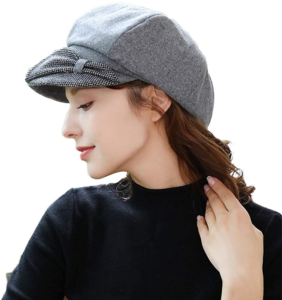 Wool Felt Newsboy Hats for Women Beret 