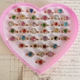thumbnail image 1 of 12/36PCS/set Adjustable Kids Crystal Rings Jewelry Heart Star Square Open Finger Ring For Children Girl Party Gift 89 36pcs with opp bag, 1 of 6