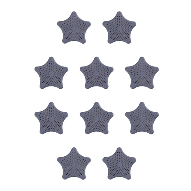 Toystoory Reemplazo de filtro de silicona para fregadero, Color sólido, forma de estrella bonita, drenaje decorativo para el suelo del lavabo de Gris 10piezas