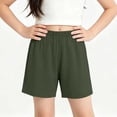 thumbnail image 7 of MGDXOX Girls Solid Color Loose Casual Shorts Elastic Waist Lightweight Breathable Shorts for Daily Outings School Playtime and Summer Wear Green 14 Years, 7 of 7