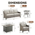 thumbnail image 4 of Outdoor Patio Furniture Set with 43" Fire Pit Table,High Back Wicker Patio Chair with Outdoor Sofa and Side Table, All Weather Patio Outdoor Conversation Sets for Porch Deck Balcony Garden Yard, 4 of 14