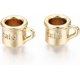 thumbnail image 1 of 2 colgantes de latón chapado en oro de 18 quilates con forma de taza y diseño de café., 1 of 3