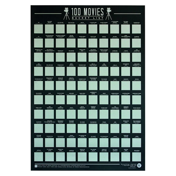 Gift Republic 100 Movies Bucket List Poster, Black