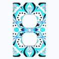 thumbnail image 2 of Metal Light Switch Plate Cover Neon Blue Mandala Flower Tile Pattern MDL033, 2 of 13