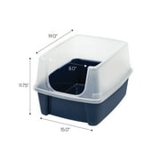 Inspired Essentials, High Sided Open Top Cat Litter Box with Scoop, Navy