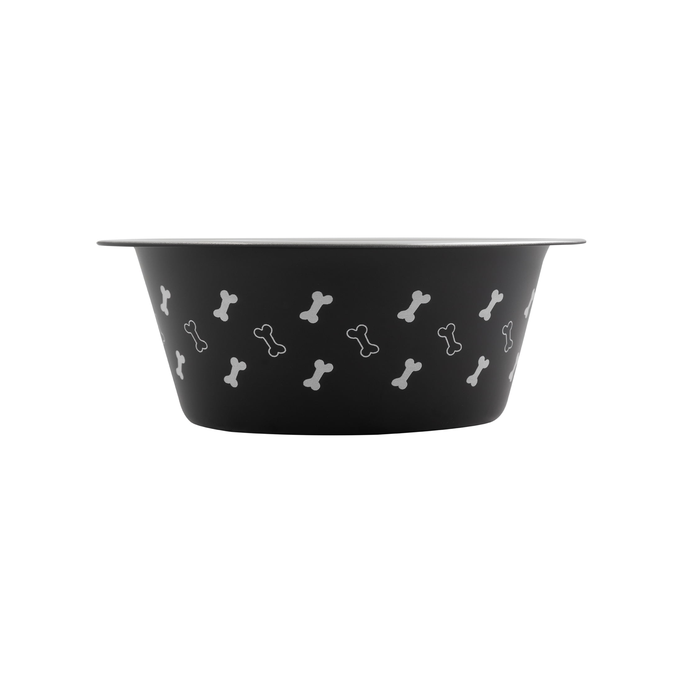 (4 pack) Vibrant Life Medium Stainless Steel Dog Bowl, Black with Bones, 25.75 fl oz