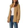 thumbnail image 4 of INSPIRE CHIC Women's Fluffy Fleece Two Pockets Long Sleeve Button Front Closure Casual Coat S Khaki, 4 of 6