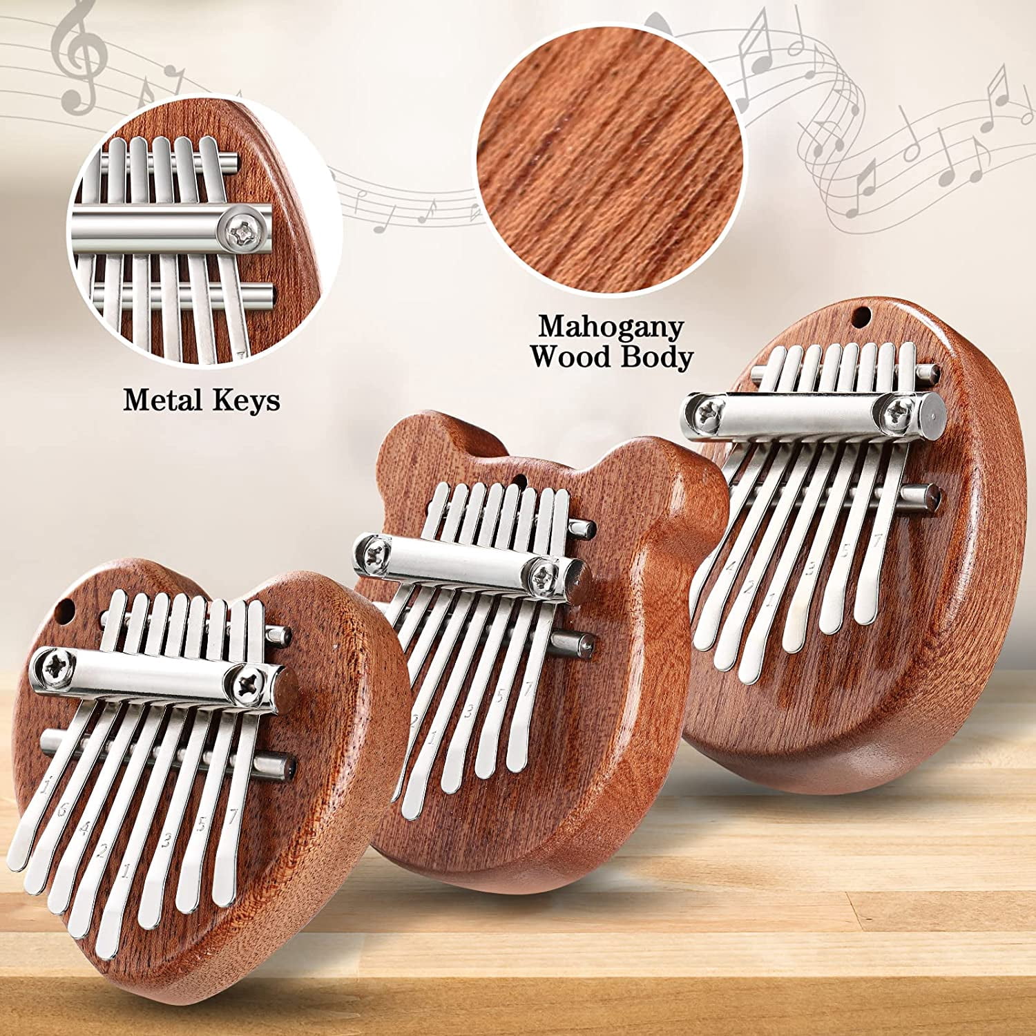 Kalimba 8 Key exquisite Finger Thumb Piano Marimba Musical good accessory Pendant Gif