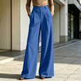 thumbnail image 2 of Womens Dress Work Pants High Waisted Trousers Wide Leg Pull on Stretchy Slacks with Pockets Casual Daily Wear Comfortable Fit by Yigetop Blue M, 2 of 6