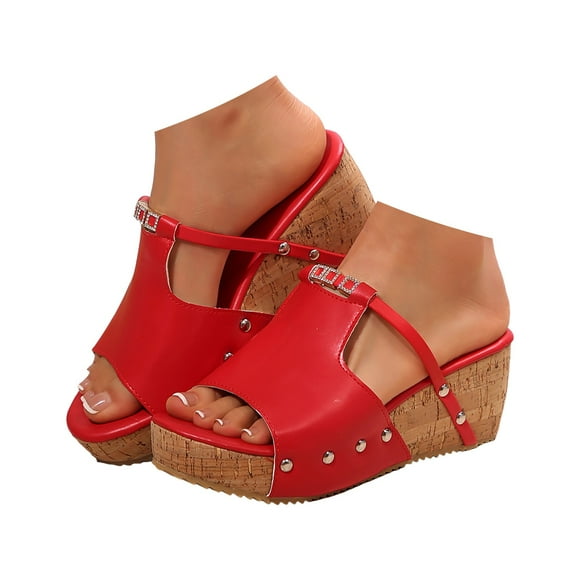 IUJSOY Womens Sandals Slip on Shoes Platform Wedges Heels Size 7